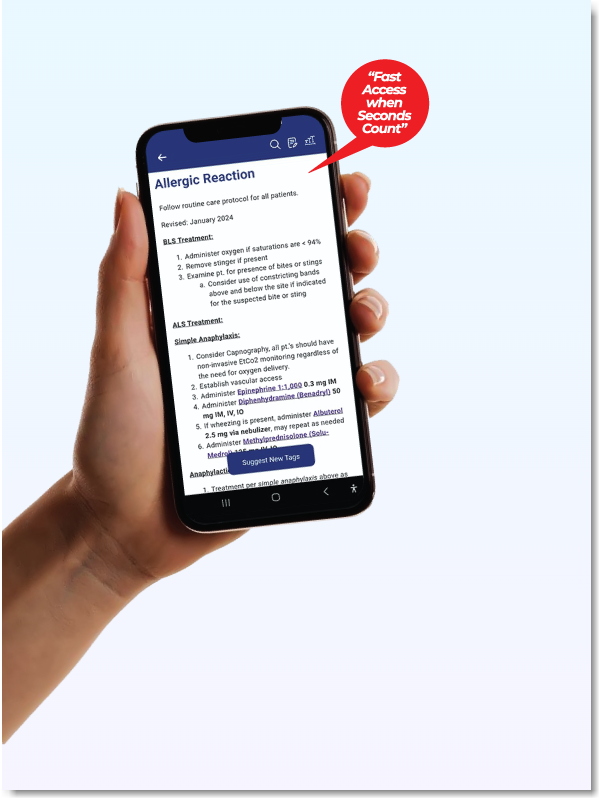 An agency protocol open on a phone in the app, with its revision date at the top
